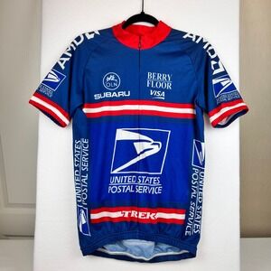 Record Sport USPS United States Postal Service Cycling Jersey Mens Blue Red M